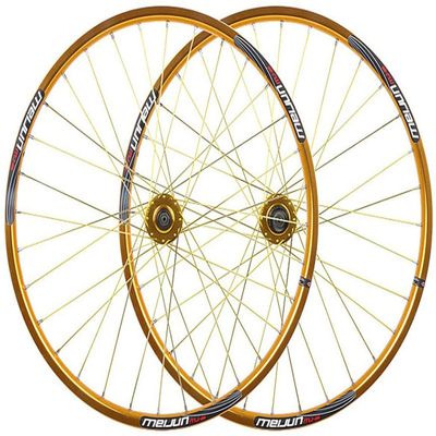 Wheelset 26In Bicycle Wheelset,Aluminum Alloy Double-Layer Disc Brake Rim Alloy Alum Bike Hub Sealed Bearing QR Cycling Rim Road Wheel (Color : Gold, Size : 26inch)