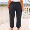AUTOMET Womens High-Waisted Sweatpants with Pockets, Loose Lounge & Pajama Pants for Fall, Winter, Spring Yoga Travel BlackGrey S view 4