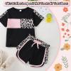 18 months Girl Clothes Infant Summer Outfits For Girls Cute Baby Short Sleeve Leopard Tops T-shirt + Camo Shorts Set Sport Suits Tracksuit Baby Girl Summer Outfits Set Black Leopard 18-24 Months 90cm view 3