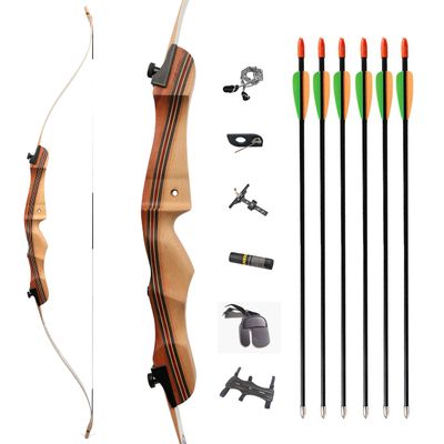 48/54 Inch Archery Takedown Recurve Bow and Arrow Set 10-20Lbs Right Handed Wood Bow for Women Beginner Outdoor Training Game (16 Lbs, 54inch/Type 2)