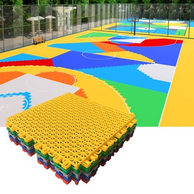 CXKJP Outdoor Waterproof Modular Interlocking Floor Tiles, Plastic Splicing Floor Sports Mat for Basketball Court Volleyball Court Sports Field, 25cm (Color : Yellow, Size : 10PCS)