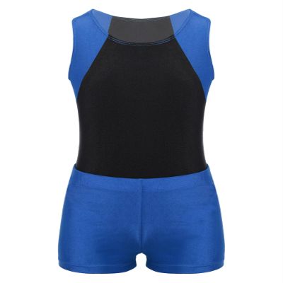 Loodgao Kids Boys Girls Gymnastics Dance Outfits Sleeveless Leotard with Shorts Set Ballet Biketard Tank Short Unitard Blue 6