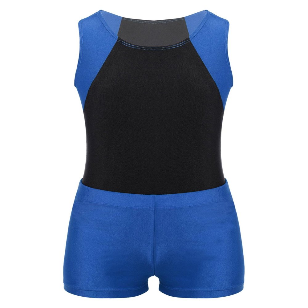 Loodgao Kids Boys Girls Gymnastics Dance Outfits Sleeveless Leotard with Shorts Set Ballet Biketard Tank Short Unitard Blue 6
