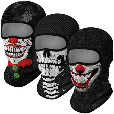 3PCS Balaclava Ski Mask Motorcycle Full Face Mask Outdoor Tactical Hood Headwear Mask Unisex for Cycling Halloween Windproof (Style 4)