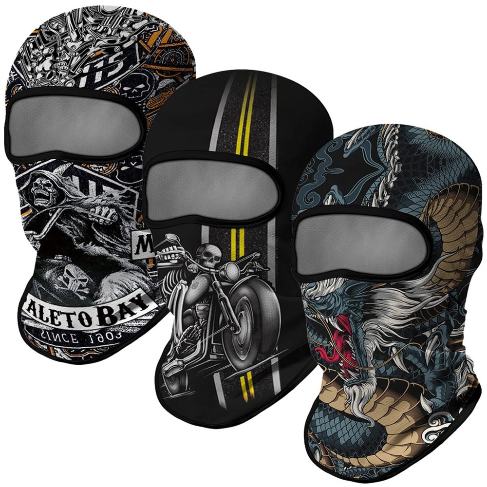 Red Plume 3PCS Balaclava Ski Mask Motorcycle Full Face Mask Outdoor Tactical Hood Headwear Mask Unisex for Cycling Halloween Windproof (Style 27)
