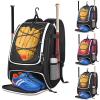 BROTOU Baseball Bag, Softball Bag for Baseball Gear & T-Ball Bat, Baseball Backpack with Shoes Compartment for Men/Women (Black) view 1