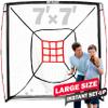 TGU Net Playz 7' x 7' Baseball & Softball Practice Hitting & Pitching Net Similar to Bow Frame, Great for All Skill Levels, Pop up/Easy Fold up/Fiberglass Frame, Light Weight, Portable, Black view 1