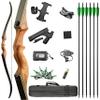 AMEYXGS 60" Archery Takedown Recurve Bow Set Wooden Riser 20-60lbs Hunting Bow Traditional Longbow Outdoor Shooting Adult Bow Right Handed (50LBS, Orange Kit) view 1