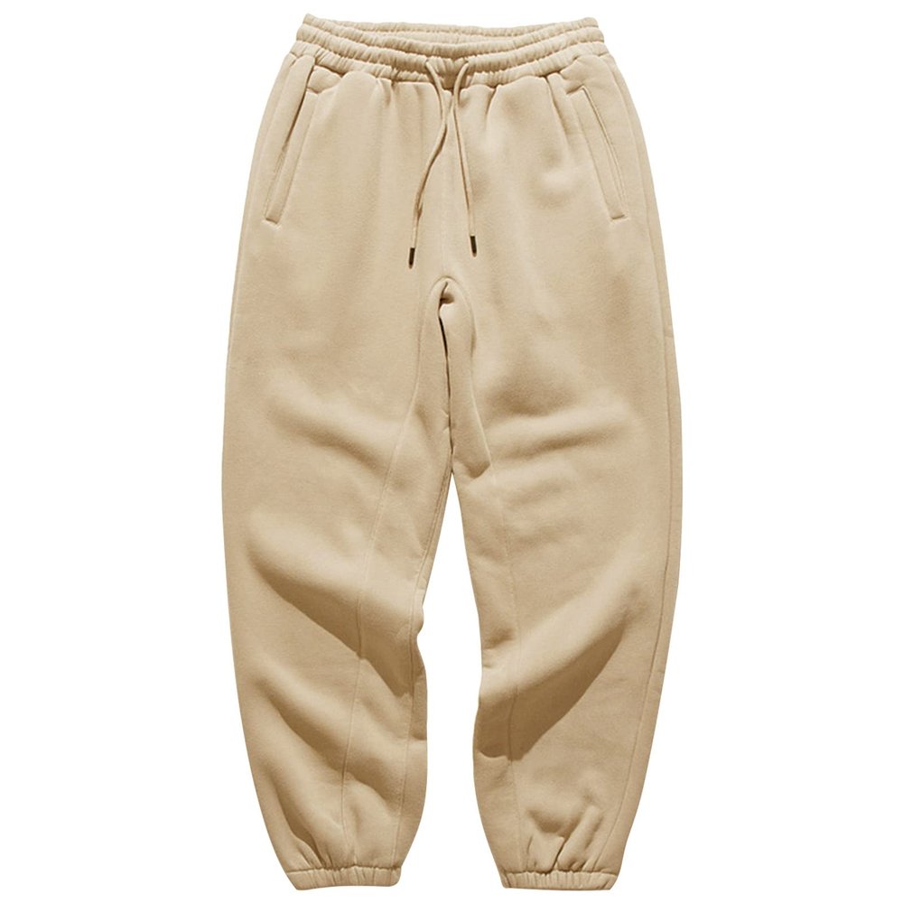 Maiyifu-GJ Men Basic Lightweight Fleece Jogger Loose Drawstring Waistband Sweatpants Athletic Workout Running Track Pants (Khaki,X-Large)