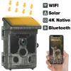 QWAA Solar Trail Camera 36MP 4K 30FPS, Bluetooth WiFi Trail Camera 0.1s Trigger Time with 120 Detection Angle Night Vision Motion Activated IP66 Waterproof for Wildlife Monitoring, Black view 4