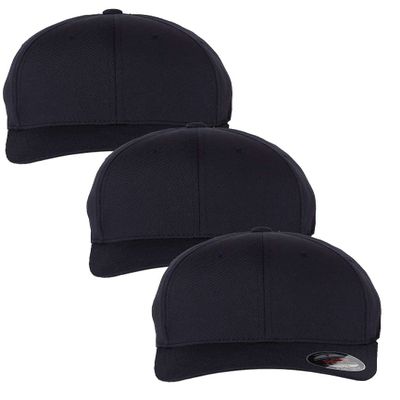 Flexfit 6277 Wooly Unisex Combed Cap, Dark Navy (3 Pack), Small-Medium