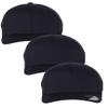 Flexfit 6277 Wooly Unisex Combed Cap, Dark Navy (3 Pack), Small-Medium view 1