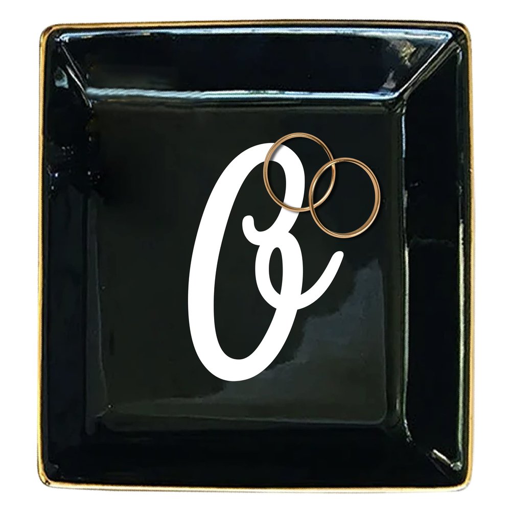TEEAMORE Personalized Ring Dish Custom Trinket Tray Add Your Initials Valentines Day Wedding Gift Jewelry Tray