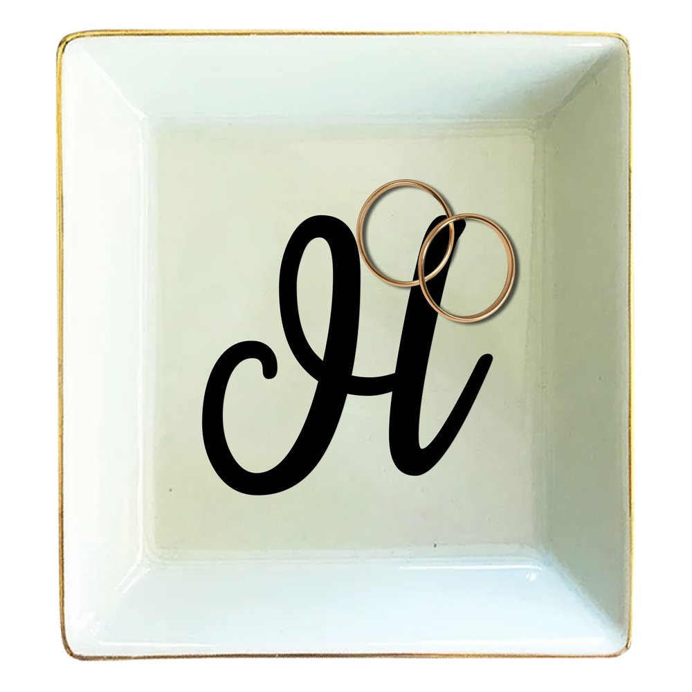 TEEAMORE Personalized Ring Dish Custom Trinket Tray Add Your Initials Valentines Day Wedding Gift Jewelry Tray