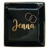 TEEAMORE Personalized Ring Dish Custom Trinket Tray Add Your Text Engagement Wedding Gift Jewelry Tray Black view 1