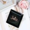 TEEAMORE Personalized Ring Dish Custom Trinket Tray Add Your Text Engagement Wedding Gift Jewelry Tray Black view 2