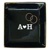 TEEAMORE Personalized Ring Dish Custom Couple Trinket Tray Add Your Initials Engagement Wedding Gift Jewelry Tray Black view 1