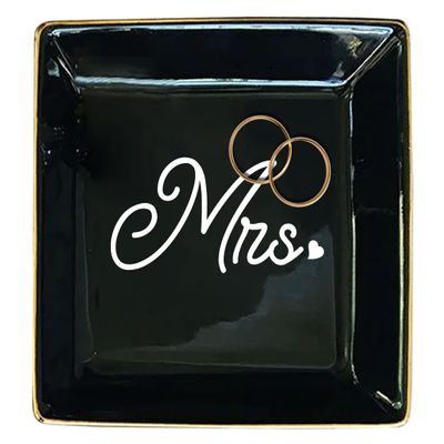 TEEAMORE Personalized Ring Dish Custom Trinket Tray Add Your Text Heart Design Valentines Day Wedding Gift Jewelry Tray