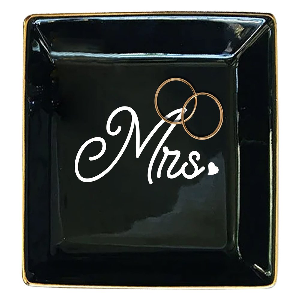 TEEAMORE Personalized Ring Dish Custom Trinket Tray Add Your Text Heart Design Valentines Day Wedding Gift Jewelry Tray