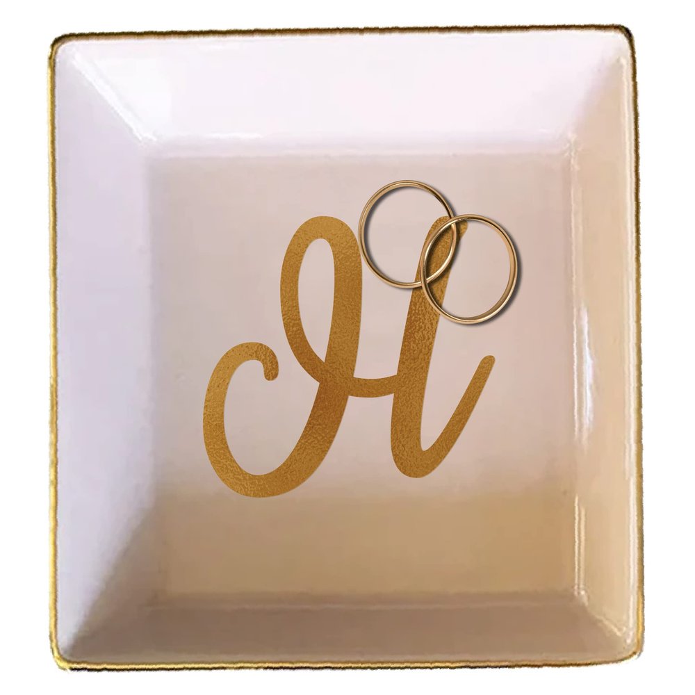 TEEAMORE Personalized Ring Dish Custom Trinket Tray Add Your Initials Valentines Day Wedding Gift Jewelry Tray
