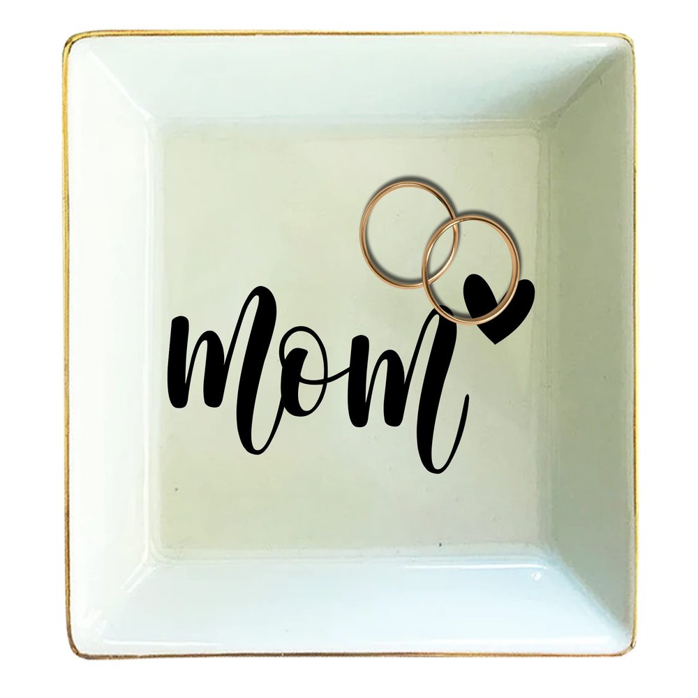 TEEAMORE Personalized Ring Dish Custom Trinket Tray Add Your Text Heart Design Valentines Day Wedding Gift Jewelry Tray