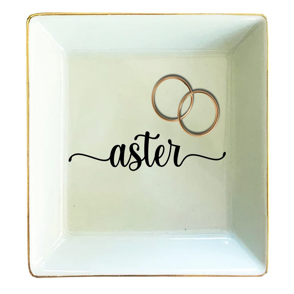 TEEAMORE Personalized Ring Dish Custom Trinket Tray Add Your Text Engagement Wedding Gift Jewelry Tray