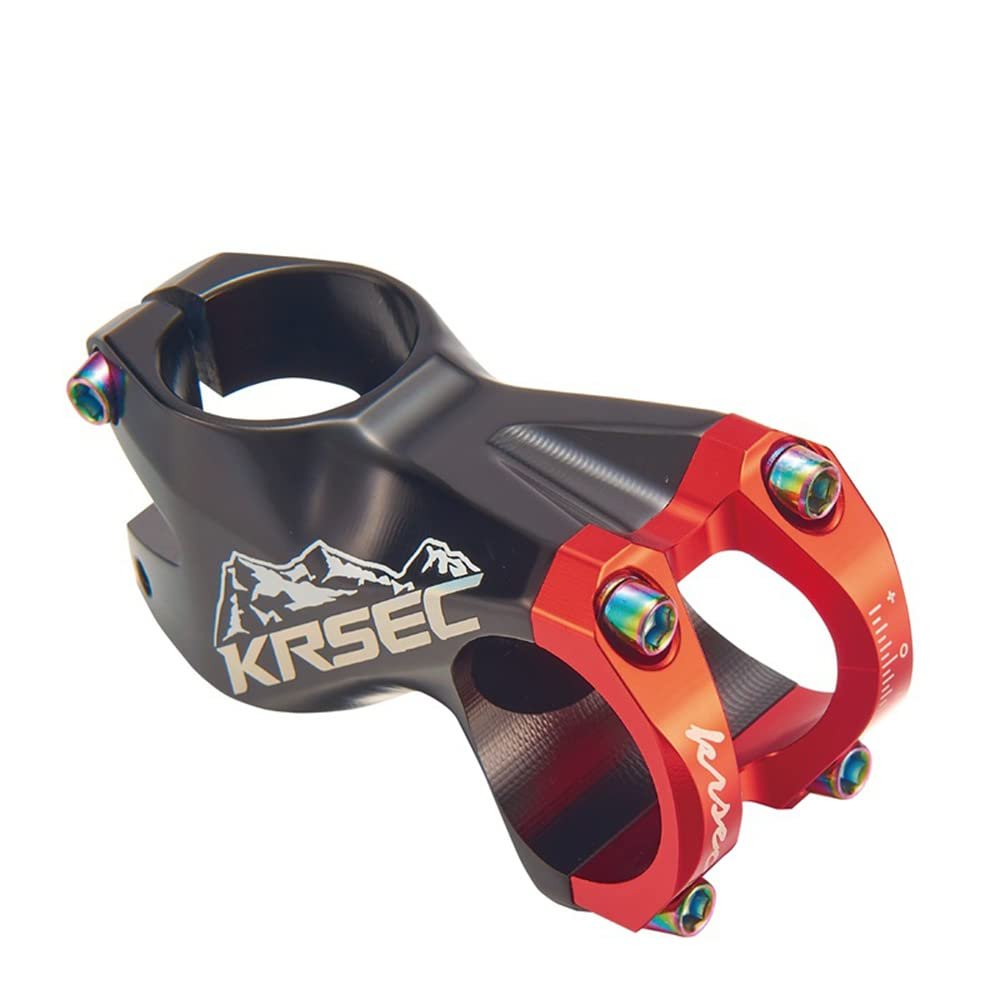 Bicycle Handlebar Stems 31.8 * 55MM Aluminum Alloy CNC Ultra Light Hollow Handlebar Riser for Most Bicycle, Road Bike, MTB,Cycling (Black-Red-Color)