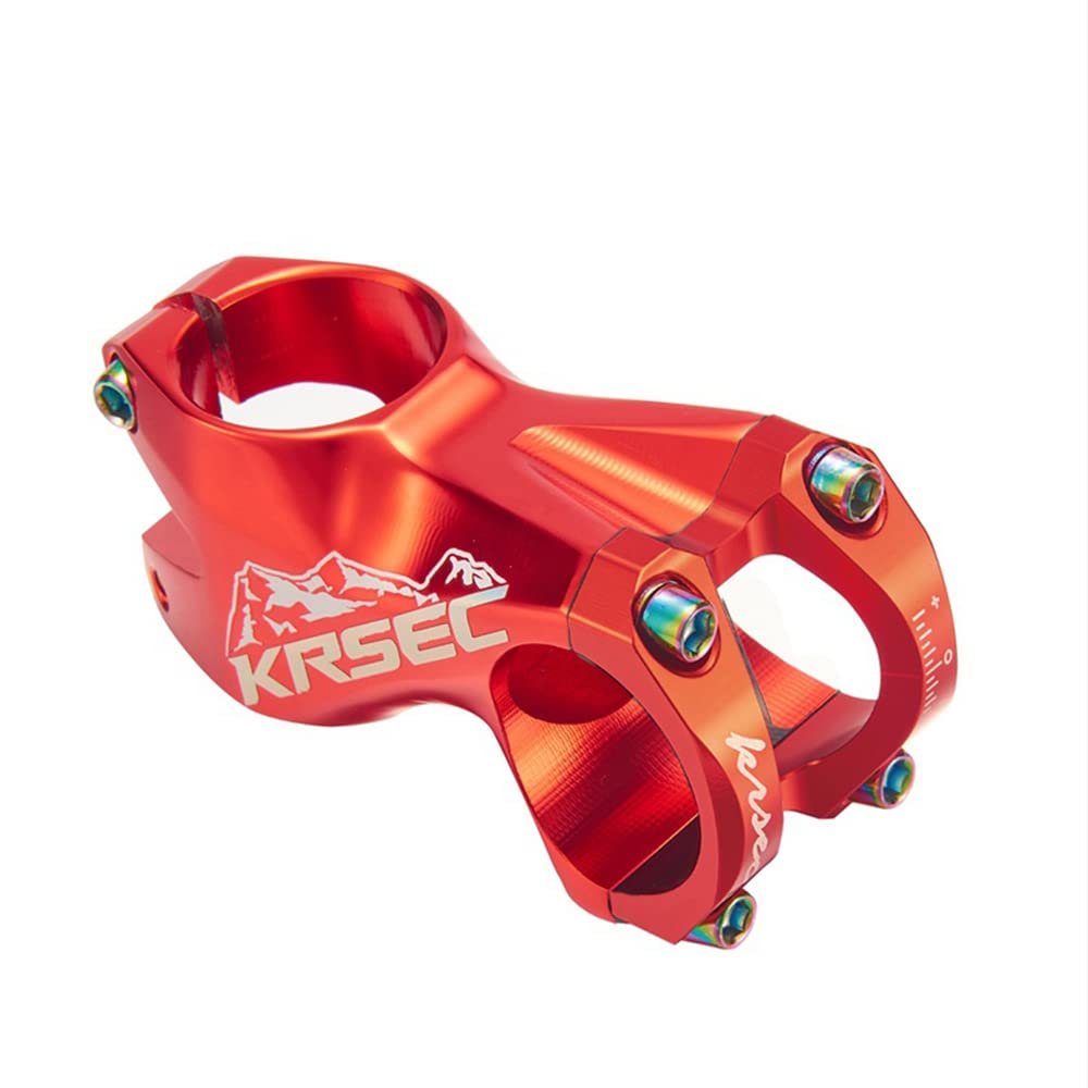 Bicycle Handlebar Stems 31.8 * 55MM Aluminum Alloy CNC Ultra Light Hollow Handlebar Riser for Most Bicycle, Road Bike, MTB,Cycling (Red-Color)