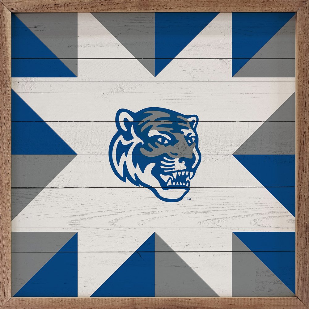 Kendrick Home + Stadium Collegiate "Quilt Mascot" Unique American Hardwood Natural Walnut Framed Dcor Sign (Northern Iowa Panthers, 12x12)