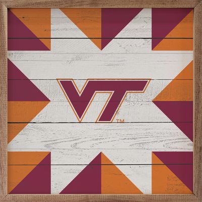 Kendrick Home + Stadium Collegiate "Quilt Mascot" Unique American Hardwood Natural Walnut Framed Dcor Sign (Memphis Tigers, 8x8)