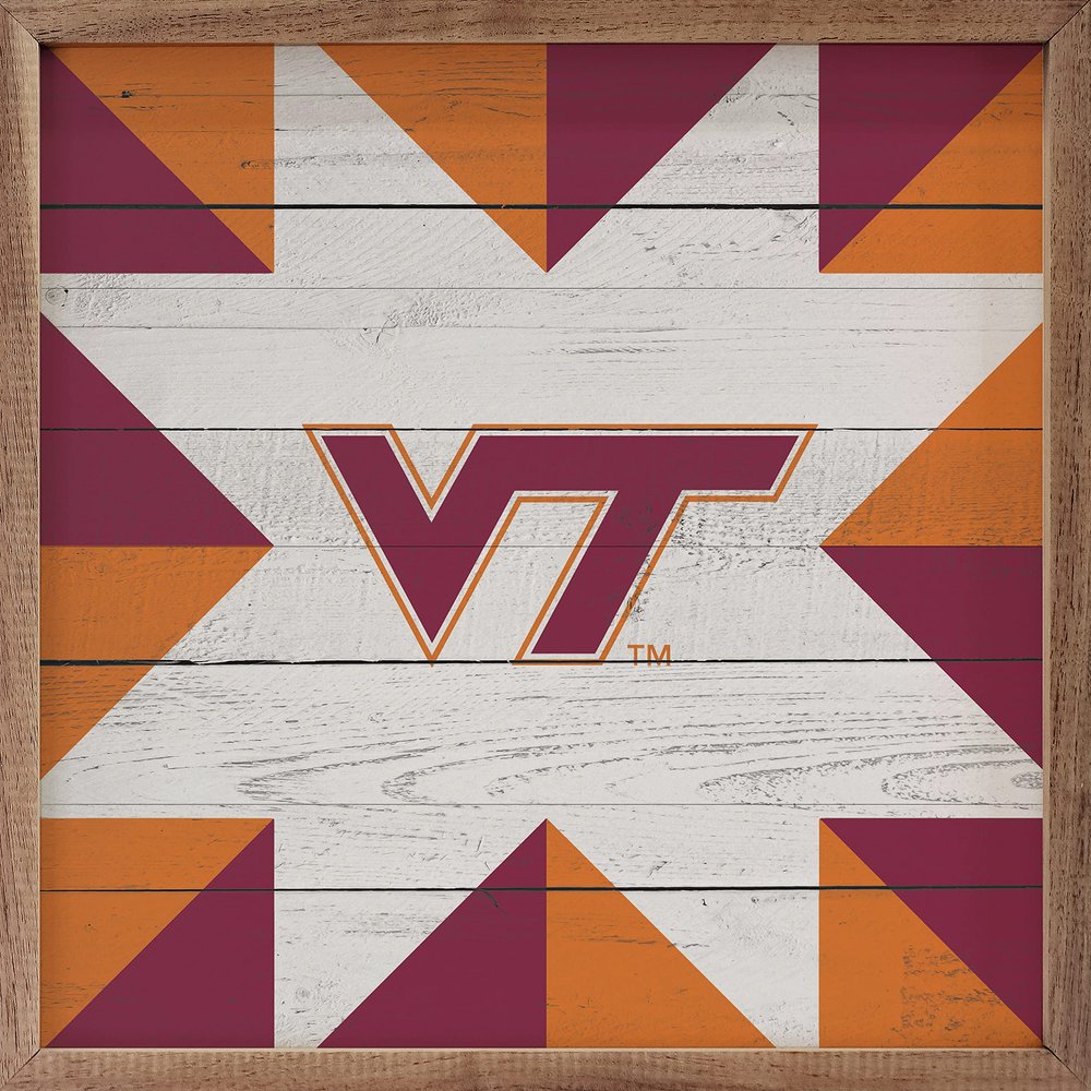 Kendrick Home + Stadium Collegiate "Quilt Mascot" Unique American Hardwood Natural Walnut Framed Dcor Sign (Memphis Tigers, 8x8)