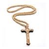 FORUBUS Wooden Cross Pendant Necklace - Wood Beads Cross Religion Necklace for Women Men Believer Prayer Baptism Jewelry (C wood) view 1