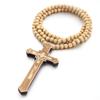 FORUBUS Wooden Cross Pendant Necklace - Wood Beads Cross Religion Necklace for Women Men Believer Prayer Baptism Jewelry (C wood) view 2