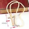 FORUBUS Wooden Cross Pendant Necklace - Wood Beads Cross Religion Necklace for Women Men Believer Prayer Baptism Jewelry (C wood) view 3