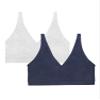 Smart & Sexy Women's Cloud Cotton Comfort Collection Bralettes & Panty 2 Packs, NAVY HIGHLIGHT/ GREY HEATHER Smooth, X-Large view 1
