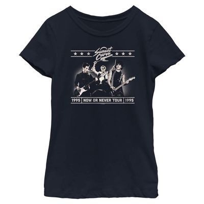 Netflix Girls Julie and The Phantoms Sunset Curve Concert Short Sleeve Tee Fashion t Shirts, Navy Blue, X-Small US