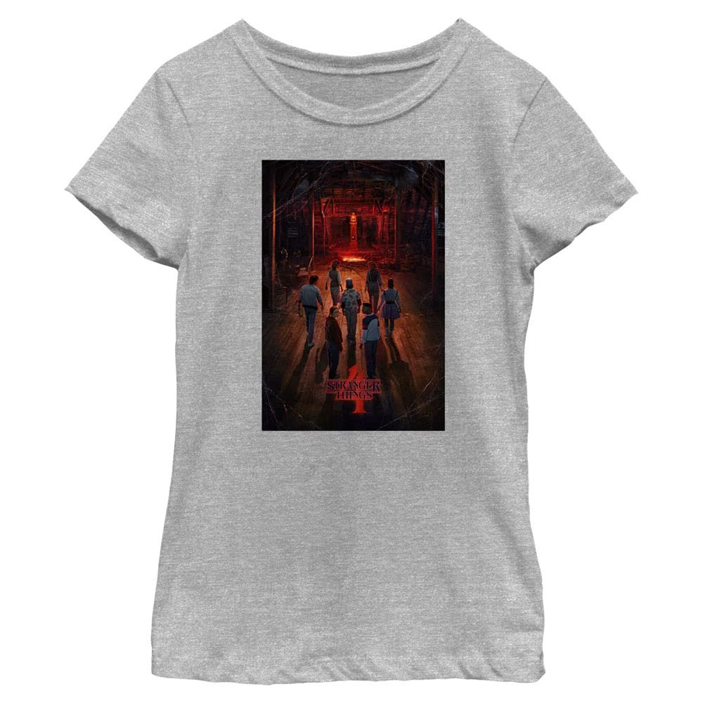 Netflix Girls Stranger Things Creel Poster Short Sleeve Tee Fashion t Shirts, Athletic Heather, Medium US