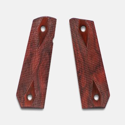 1911 Full Size Grips, Red Cocobolo, Double Diamond Checkered, Carry Cut