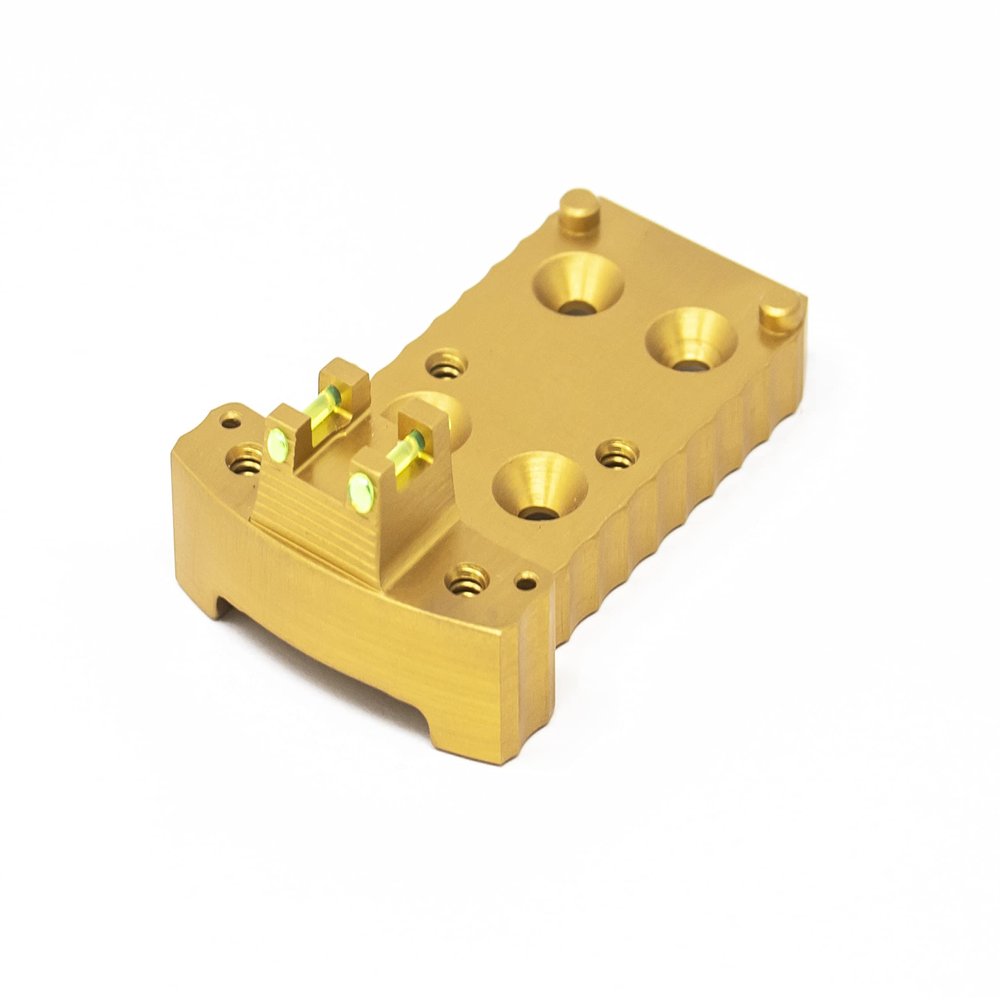 Fusion Firearms 1911 RMR Base Plate for Trijicon Style -Light-Weight Aluminum -Gold, Fiber Optic