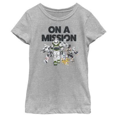 Disney Pixar Lightyear Group Shot Girls Short Sleeve Tee Shirt, Athletic Heather, Medium
