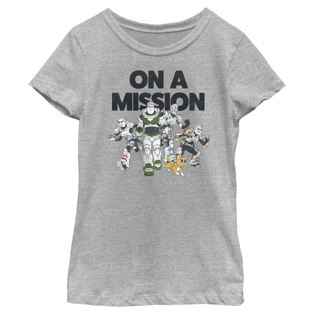 Disney Pixar Lightyear Group Shot Girls Short Sleeve Tee Shirt, Athletic Heather, Medium