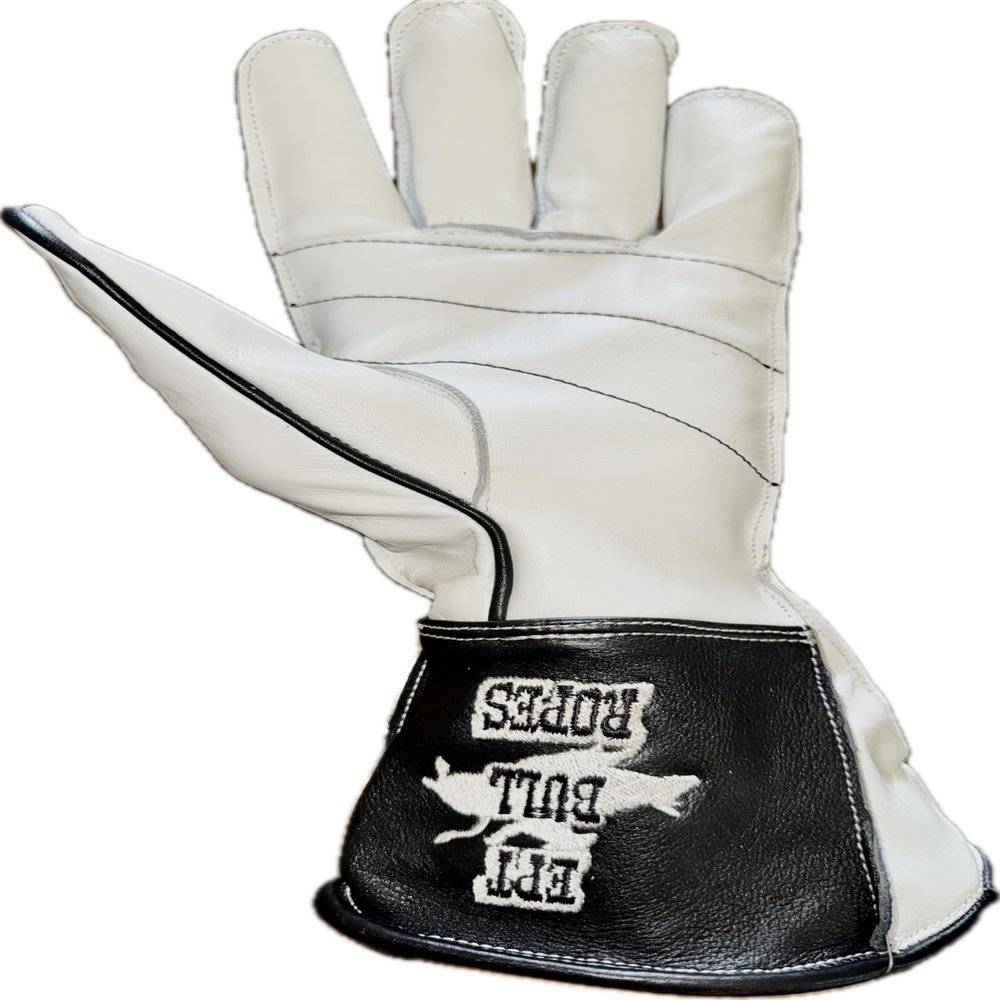 EPT Bull Ropes Bull Riding Glove Adult Right Hand White Leather Brand Sz: 7.5