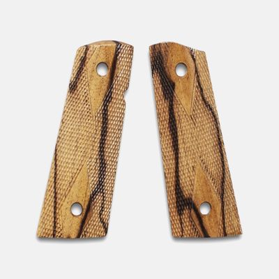 1911 Officer Size Grips, Inkberry, Double Diamond Checkered, Mag-Well Bottom