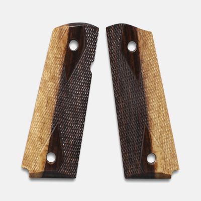 1911 Officer Grips, 2-Tone Cocobolo, Double Diamond Checkered, Beveled Bottom