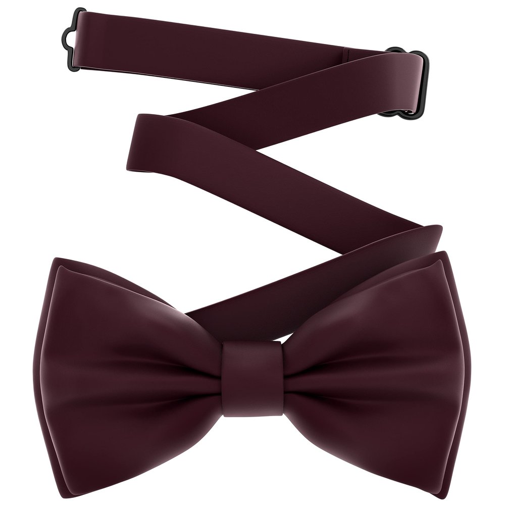 Adam Young Boy's Maroon Bow Tie Pre-Tied Style Formal Satin Classic Bowtie for Tuxedo Faux Silk (Medium, Wine Red)