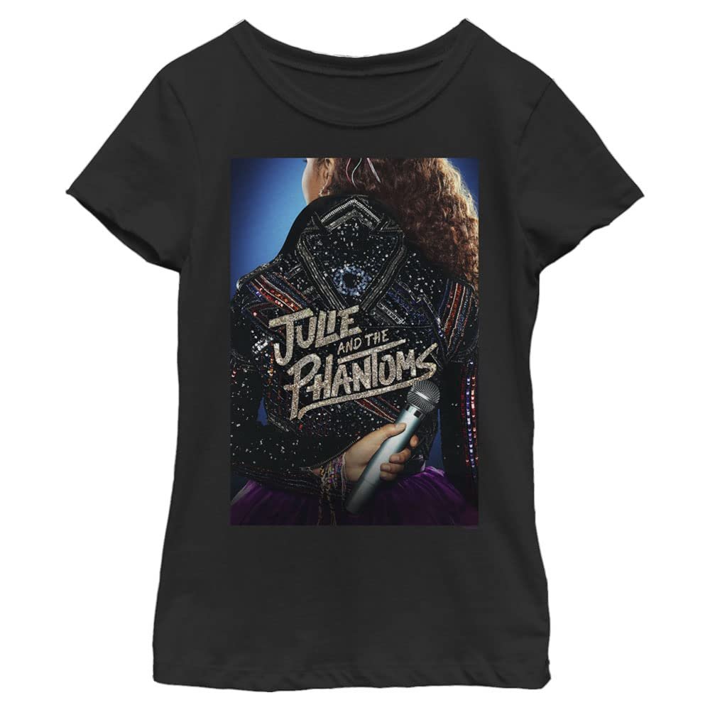 Netflix Girls Julie and The Phantoms Phantoms Mic Short Sleeve Tee Fashion t Shirts, Black, Medium US