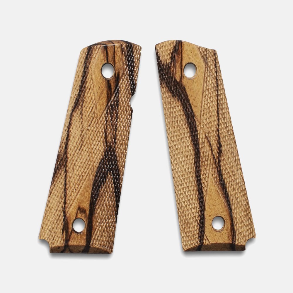 1911 Officer Grips, Inkberry, Double Diamond Checkered, Beveled Bottom, Thin