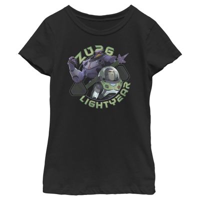 Disney Pixar Lightyear Two Sides Girls Short Sleeve Tee Shirt, Black, Large