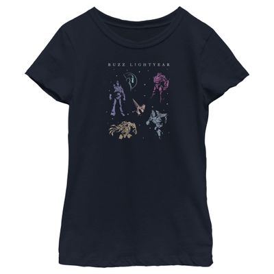 Disney Pixar Lightyear Chart Girls Short Sleeve Tee Shirt, Navy Blue, X-Large
