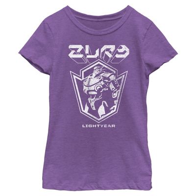 Disney Pixar Lightyear Zurg Badge Girls Short Sleeve Tee Shirt, Purple Berry, Small